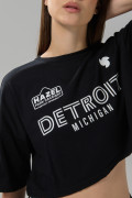 Camiseta crop top femenina fit oversize manga corta