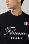 Camiseta ajustada negra en algodón con cuello redondo
