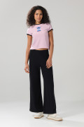 Camiseta de Lilo y Stitch rosada manga corta con contrastes
