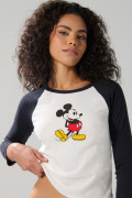 Camiseta de Mickey crema con manga ranglan larga