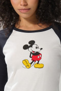 Camiseta de Mickey crema con manga ranglan larga