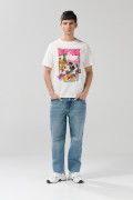 Camiseta crema clara de Mickey con cuello redondo