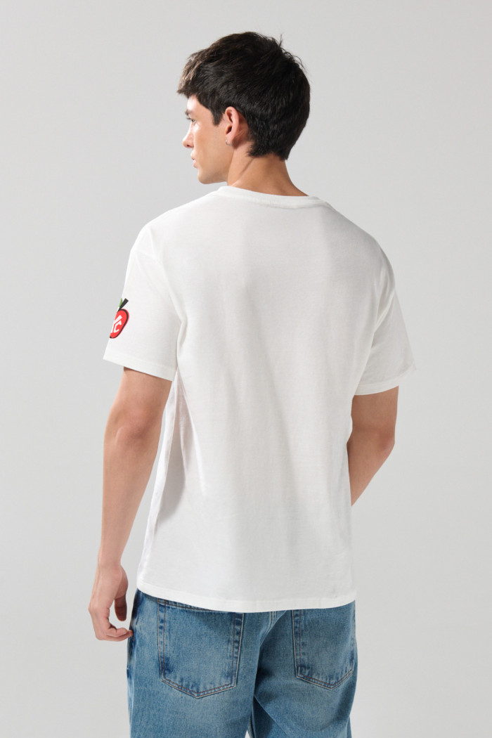 Camiseta crema clara de Mickey con cuello redondo