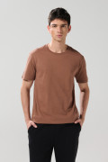 Camiseta manga corta unicolor en algodón ajustada