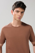Camiseta manga corta unicolor en algodón ajustada