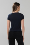 Camiseta azul cuello redondo acanalada con arte college