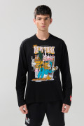 Camiseta manga larga negra con estampado de Mickey