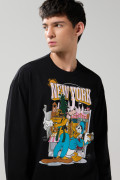Camiseta manga larga negra con estampado de Mickey