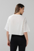 Camiseta oversize crop top crema de Tom y Jerry