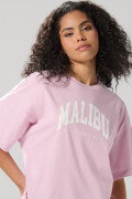 Camiseta rosada en algodón college con manga corta