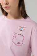 Camiseta crop top rosada con arte de Pinky y Cerebro