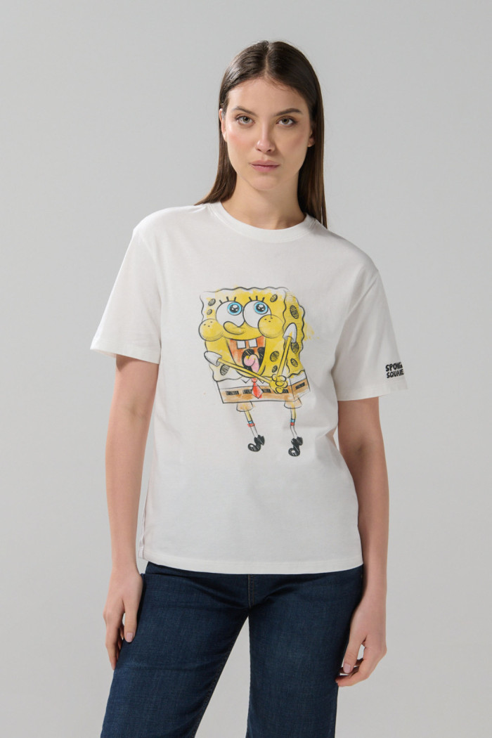 Camiseta de Bob Esponja crema clara manga corta