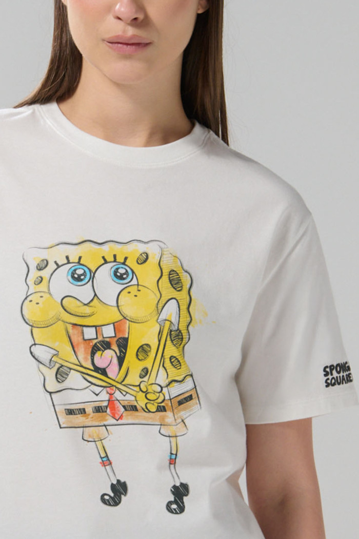 Camiseta de Bob Esponja crema clara manga corta