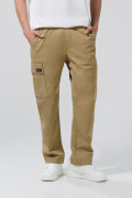 Pantalón en dril cargo unicolor con cintura ajustable