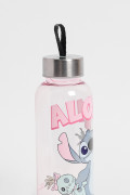 Botella unicolor con tapa y diseño de Lilo y Stitch