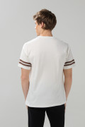 Camiseta college crema en algodón con cuello redondo