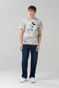 Camiseta crema tie dye manga corta con arte de Mickey