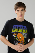 Camiseta del Rey León negra con manga corta