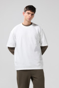 Camiseta en tela gruesa crema manga corta oversize
