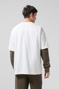 Camiseta en tela gruesa crema manga corta oversize