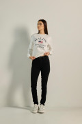 Jean jegging negro tiro alto ajustado con cremallera