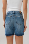 Short de jean tiro súper alto azul medio con rotos