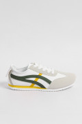Tenis casuales cremas con rayas verdes y amarillas