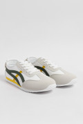 Tenis casuales cremas con rayas verdes y amarillas