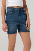 Short de jean súper tiro alto azul oscuro con cremallera