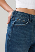 Short de jean súper tiro alto azul oscuro con cremallera
