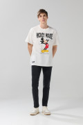 Camiseta crema clara de Mickey manga corta oversize