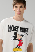 Camiseta crema clara de Mickey manga corta oversize