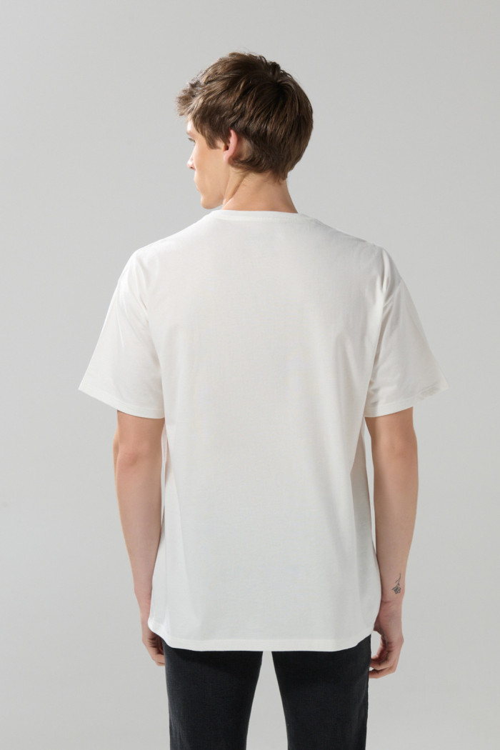 Camiseta crema clara de Mickey manga corta oversize