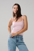 Camiseta manga sisa unicolor con tiras delgadas ajustables