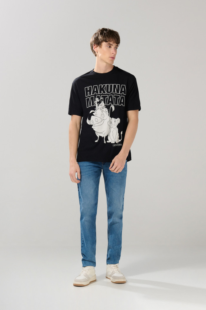 Camiseta del Rey León negra en algodón manga corta
