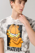 Camiseta de Garfield crema tie dye con cuello redondo