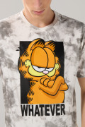 Camiseta de Garfield crema tie dye con cuello redondo