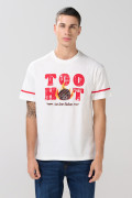 Camiseta de Burger King crema manga corta con hombro rodado