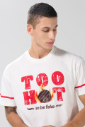 Camiseta de Burger King crema manga corta con hombro rodado