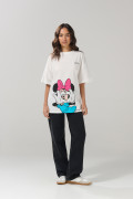 Camiseta oversize crema clara de Minnie manga corta