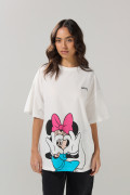 Camiseta oversize crema clara de Minnie manga corta