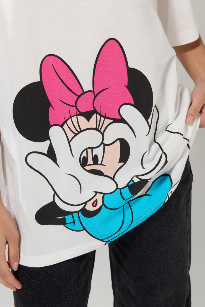 Camiseta oversize crema clara de Minnie manga corta