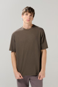 Camiseta oversize unicolor con texturas y cuello redondo