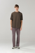 Camiseta oversize unicolor con texturas y cuello redondo