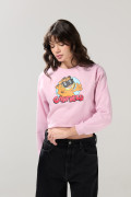 Buzo rosado claro cuello redondo con arte de Garfield