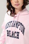 Buzo rosado oversize con arte college y capota