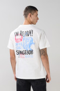 Camiseta crema clara de Bob Esponja con manga corta