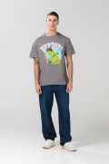 Camiseta cuello redondo gris medio con diseño de Reptar
