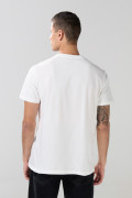 Camiseta college cuello redondo crema clara en algodón