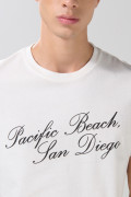 Camiseta college cuello redondo crema clara en algodón